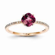 14k Rose Gold Diamond and Rhodolite Garnet Ring