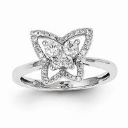 14k White Gold Diamond Butterfly Ring