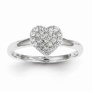 14k White Gold Diamond Heart Ring