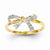 14k Yellow Gold Rhodium Diamond Bow Ring