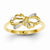 14k Yellow Gold Rhodium Diamond Bow Ring