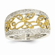 14k Two-tone & Diamond Leaves Ring