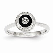 14k White Gold Diamond Circle Black Rhodium-plated Ring