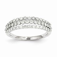 14k White Gold Diamond Three-Row Ring