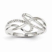 14k White Gold Diamond Twisted Design Ring