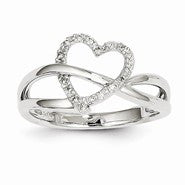 14k White Gold Diamond Heart Ring