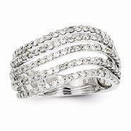 14k White Gold Diamond Wavy Lined Ring