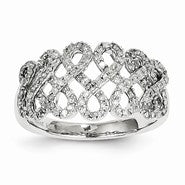 14k White Gold Diamond Twist Design Ring