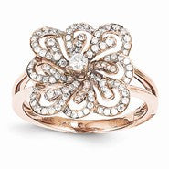 14k Rose Gold Diamond Flower Ring