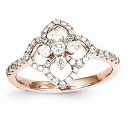 14k Rose Gold Diamond Flower Ring