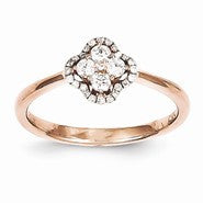 14k Rose Gold Diamond Flower Ring