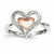 14k White Gold & Rose Rhodium Diamond Heart Ring