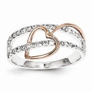 14k White and Rose Gold Diamond Heart Ring