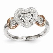 14k Rose & White Gold Diamond Heart Ring