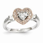 14k Rose & White Gold Diamond Heart Ring