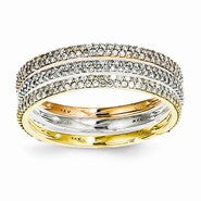 14k Tri-color Diamond Trio Stackable Ring