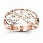 14k Rose Gold Diamond Swirls Ring