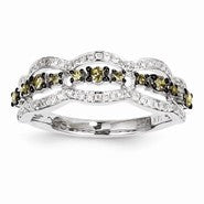 14k White Gold Champagne & White Diamond Black Rhodium Ring