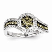 14k White Gold Champagne & White Diamond Black Rhodium Ring