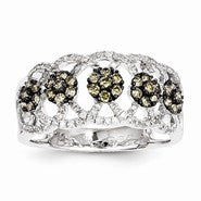 14k White Gold Champagne & White Diamond Black Rhodium Ring