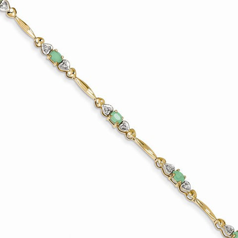 14K Yellow Gold Diamond and Emerald Bracelet