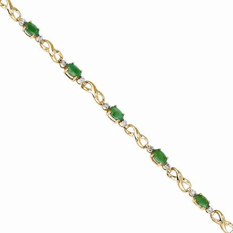 14K Yellow Gold Diamond and Emerald Bracelet