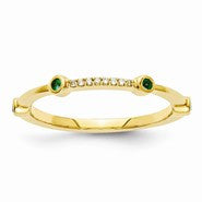 14k Yellow Gold Diamond and Emerald Ring