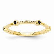 14k Yellow Gold Diamond and Sapphire Ring