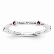 14k White Gold Diamond and Ruby Ring