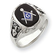 14k White Gold Men's Masonic Ring