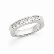 14k White Gold Completed Diamond Princess Wedding Band