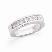 14k White Gold Completed Princess Diamond Wedding Band