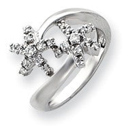 14k White Gold Flower Design Diamond Ring