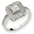 14k White Gold Square Cluster Diamond Ring