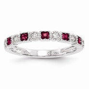 14k White Gold Diamond & Ruby Ring