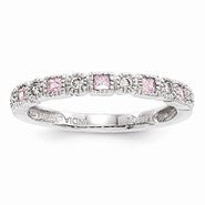 14k White Gold Diamond & Pink Sapphire Ring