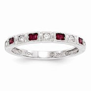 14k White Gold Diamond & Ruby Ring