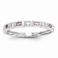 14k White Gold Diamond & Pink Sapphire Ring