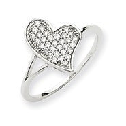 14k White Gold Diamond Heart Shape Ring