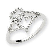 14k White Gold Diamond Heart Shape Ring