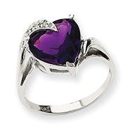 14k White Gold Amethyst & Diamond Ring