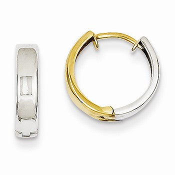 14k Two-tone Hinged Hoop Earrings