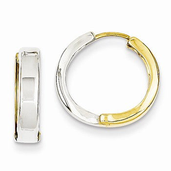 14k Two-tone Hinged Hoop Earrings