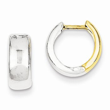 14k Two-tone Hinged Hoop Earrings