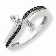 14k White Gold Black & White Diamond Ring