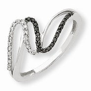 14k White Gold Black & White Diamond Ring