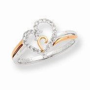 14k White & Rose Gold Diamond Heart Ring