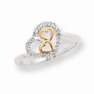 14k White Gold & Rose Gold Diamond heart Ring