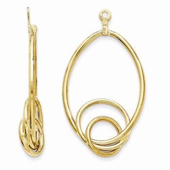 14k Yellow Gold Polished Fancy Teardrop Earring Jackets