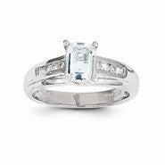 14k White Gold Aquamarine and Diamond Ring